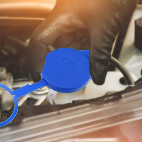 Ford Focus Windshield Washer Fluid Reservoir Cap Replacement For 2012 2018, Easy Install, Durable Cap held by gloved hand.