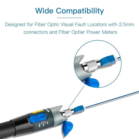 4 Pcs FC Male To LC Female VFL Fiber Optic Adapter Convertor with cable inserted into tool for optical cable testing