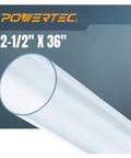 Slick Clear PVC Pipe Two And One Half Inch X 36 Inch Long Rigid Plastic Tubing With Smooth Blue Tint for dust collection.