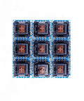 Nine Piece Key Switch Breakout Prototype PCB Board Compatible With Cherry MX For DIY Mechanical Keyboard Projects And Breadboard Prototyping With Full Pin Compatibility And Easy Hookups, top view