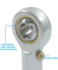 Two Pack Rod End Bearing PHSB4 With 1/4 Inch Bore And 1/4-28 Right Hand Thread Self Lubricating Ball Joint Jam Nut Included Durable Steel Construction Ideal For Linkage Steering Home Shop Projects And Mechanical Assemblies, with grease fitting
