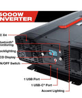 5000 Watts Modified Sine Wave Inverter For Trucks And RVs, 12V DC To 110V AC Power Converter with detail labels
