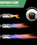 Powerful Propane Torch Gun For Kitchen And BBQ With Adjustable Flame CSA Certified High Heat Up To 2462 Fahrenheit, flame adjustment visible