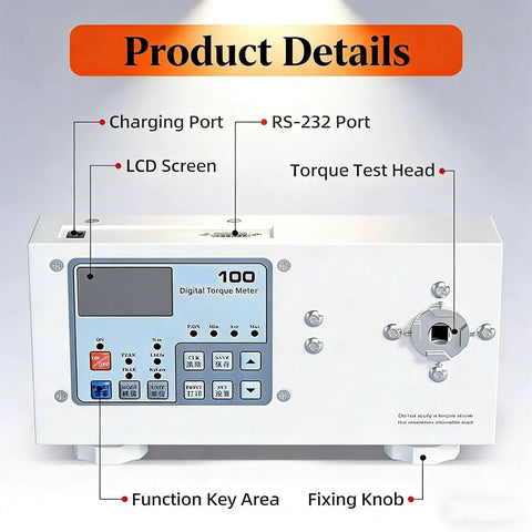 Pro Grade Digital Torque Tester And Bottle Cap Gauge For Industrial Use, 50 Nm High Precision Torque Meter With 10-160 mm Clamp, Portable LCD Display, Easy Unit Conversion, Versatile Measurement HP500 with LCD screen and torque test head