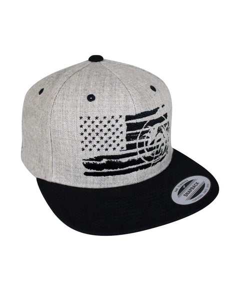 Strong Faded Snapback Baseball Cap With Flat Bill, Embroidered Logo, All Purpose Outdoor Hat, Trendy Gray Style, side view