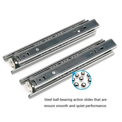 9 Inch Ball Bearing Full Extension Drawer Slides 3 Section Track Runners For Cabinets And Home Furniture Durable Mounting Runners Silver 2 Pack