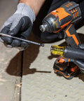 Person holding Impact Driver Kit With 7 In 1 SAE Socket Set And 14 In 1 Multi Bit Adjustable Length Screwdriver, close-up view