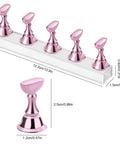 Pink Acrylic Nail Stand Set Magnetic Nail Art Display And Practice Holders With Double Sided Tape 2 Sets including measurements