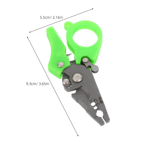 Heavy Duty Mini Wire Stripper And Cutter Pliers with green handle, compact size for cable stripping and cutting tasks.