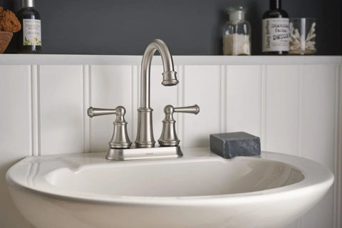 Brecklyn Spot Resist Brushed Nickel Two-Handle Centerset Lavatory Faucet for 3-Hole Bathroom Sink 4-Inch Design Installed