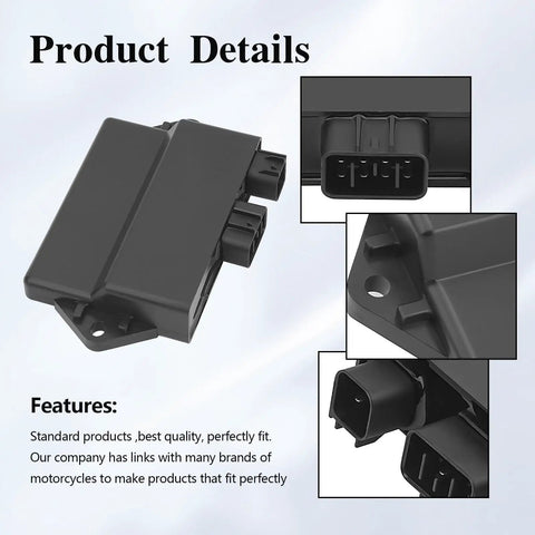Front and close-up views of Ignition CDI Module Box For ATV YFM 350 Warrior And Raptor 350 2002-2013 Beefed-Up Replacement Igniter