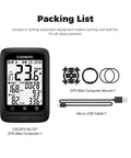 Image showing GPS Bike Computer with Wireless Connectivity, ANT+ and Bluetooth, 2.4 Inch LCD Screen, and accessories.