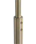Close-up of brass finish on tall standing light from Brass Finish USB Floor Lamp With Built In Tray And USB Port For Easy Charging.