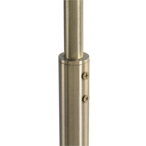 Close-up of brass finish on tall standing light from Brass Finish USB Floor Lamp With Built In Tray And USB Port For Easy Charging.