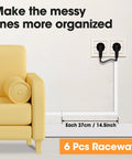 87 Inch Cord Hider Kit For Walls And TV Cables, Paintable Cable Raceway With Peel And Stick Adhesive beside a sofa