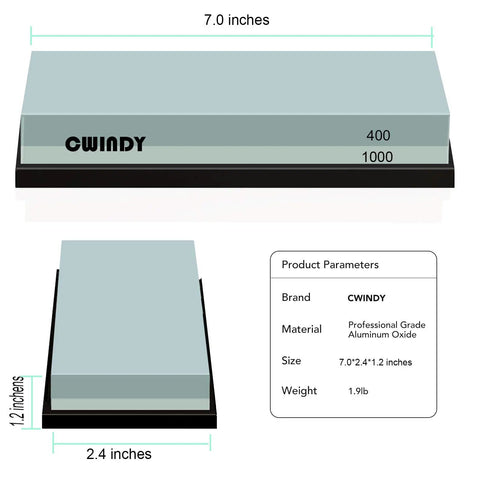 Dual Sided Whetstone Sharpening Kit 400 1000 Grit with size and material details, Pro Grade Knife Sharpener Stone Wet Stone Set