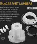 285811 Medium Cam Agitator Repair Kit Fits Whirlpool And Kenmore Washers parts overview on black background
