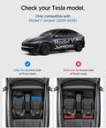 2025 2026 Tesla Model Y Juniper compatibility for Under Seat Storage Box And Hidden Organizer Tray placement guide, front seat only