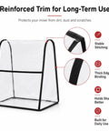 Clear Heavy Duty PEVA Stand Mixer Cover for 5 to 8 Quart Mixers with reinforced trim, showcasing protective features