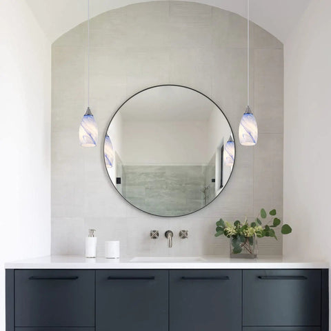 Three Pack Handblown Blue Marble Art Glass Pendant Lights For Dining Room Kitchen Foyer And Hallway Modern Fixture With Soft Ambient Glow Ideal For Home Decor