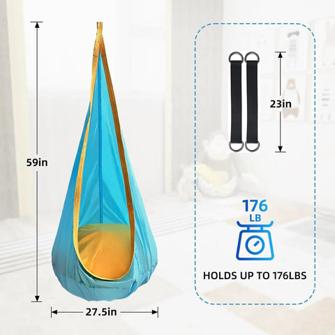 Ultra Comfy Kids Swing Seat Hammock Chair For Indoor Or Outdoor Use Soft Yet Safe Nylon Seat With Reinforced Stitching Supports Up To 176 Lbs
