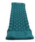 Fast Inflate Camping Mattress With Foot Pump On The Go Ergonomic Design And Neck Support Pillow Peacock Blue Nylon Quadrilateral Sleeping Pad Portable Outdoor Pad Durable And Puncture Resistant