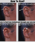 Curved Titanium Pro Grade Piercing Kit 20G 18G 16G 14G With Insertion Taper Pin For Threadless Tragus Helix Lip Nose Piercings usage steps