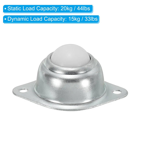 Patikil 8 Pack Roller Ball Transfer Bearing, 3/4 Inch Diameter Flange Mounted Nylon Caster Unit for conveyor systems with a silver metal housing.