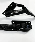 Heavy Lifter 90 Degree Bench Seat Hinge Pair Built Straight Up Tough For Toy Box Lid Support And Cabinet Doors Featuring Smooth Foldable Lifting Bracket Crafted From Cold Rolled Steel In Glossy Black, showing two black steel lift hinges.
