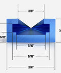 Cross-section view of 36 Inch Double Cut Profile Universal T Track For Woodworking With Pre Drilled Mounting Holes And Screws Sandblast Anodized Aluminum Extrusion T Rail Track Sapphire Blue 4 Pack, showing detailed measurements.