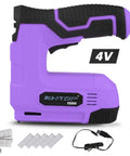 Purple Cordless Staple Gun And Brad Nailer 4V Rechargeable USB Power Includes 1500 Staples And 1500 Brad Nails LED Level Indicator