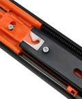 Close-up of Three Section Buffer Drawer Slides For Cabinets With Smooth Glide And Soft Close In Black Bronze Finish Details