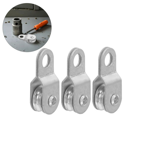 12 Piece Swivel Rope Pulley Block Roller Kit For 6mm Rope And Cable With Aluminum Coated Zinc Smooth Wheel Bearings Beefed Up Utility And Load Handling Accessory For Outdoor Projects, 3 pulleys