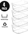 4 pack of premium clear plastic storage bins with a nestable design, ideal for pantry reset and organization.