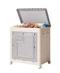 Heavy Duty Foldable Storage Bin With Lid Gray Extra Large 120L Capacity Wheels Smooth Glide For Closet Bedroom Living Room filled with toys.