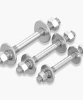 Stainless Steel Threaded Rod Connector Kit 2 Pack with double-ended studs, oversized washers, and nuts, M10 304 grade for DIY projects.
