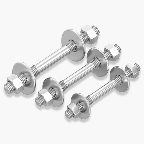Stainless Steel Threaded Rod Connector Kit 2 Pack with double-ended studs, oversized washers, and nuts, M10 304 grade for DIY projects.