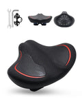 Oversized Noseless Bike Seat For Men And Women Extra Wide 3D Leather Comfy Saddle with installation tools view