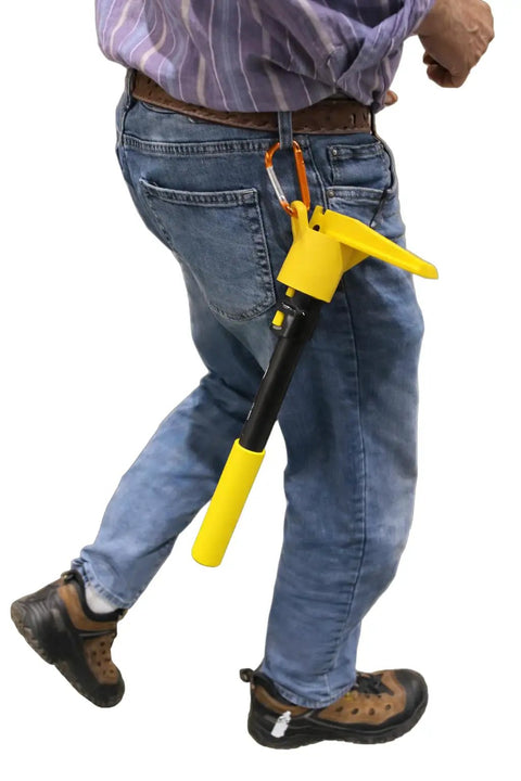 Keep Your Reach Tools Right At Hand With This Durable Wearable Holster Snap-mounted to belt loop with yellow tool.