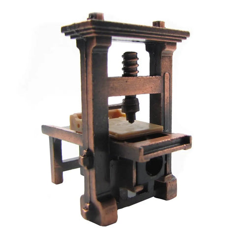 One To Forty Eight Scale Metal Printing Press Die Cast Miniature Diorama Desk Accessory Pencil Sharpener With Sliding Print Surface And Ink Pad Reveal For Collectors And Dope Cool Retro Office Desk Decor