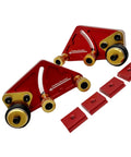 Adjustable Roller Featherboard for Table Saw Feeder with polyurethane wheels and red aluminum base, ensuring stable cuts.