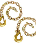 Two Pack Three Eighths Inch By Thirty Five Inch Grade 70 Trailer Safety Chains With Clevis Grab Hooks On Each End For Heavy Duty Cargo Securing 24,500 Lbs Working Load Limit