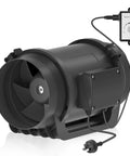 8 Inch Inline Duct Fan With 760 CFM And Variable Speed EC Motor for Heating Cooling, shown with speed controller