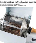 Solid Pro Level Fully Automatic Coffee Roaster With Heavy Duty Stainless Steel Drum and Straight Up Reliable Electric Heating, showcasing roasting process.