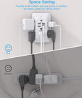 10 In 1 Outlet Extender With Night Light And USB Charger Surge Protector 5 outlets 4 USB ports plugged, space saving layout