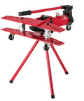 Top Shelf Manual Hydraulic Pipe Bender And Rebar Cutting Tool Heavy Duty Tube Bender Machine Workhorse for roll cages, featuring heavy-duty red steel design.