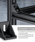 10 Pack Aluminum Profile 4040 Corner Brackets for Extrusion Mounting Corner Connector in black finish, installed view with close-up.