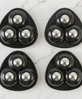 12pcs Black Swivel Furniture Casters with 3 Ball Structure, black plastic casters with chrome balls, set of four.