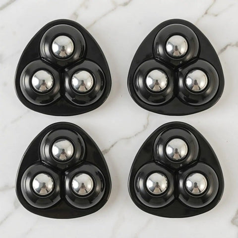 12pcs Black Swivel Furniture Casters with 3 Ball Structure, black plastic casters with chrome balls, set of four.