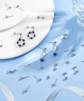 150 Pcs Ball Post Earring Kit With 75 Pairs Of 304 Stainless Steel Findings Including Loops And Ear Nuts 0.8mm Pin For DIY Earring Making No Tarnish Hypoallergenic Easy To Use, ball post studs with dangle earrings on blue and white display